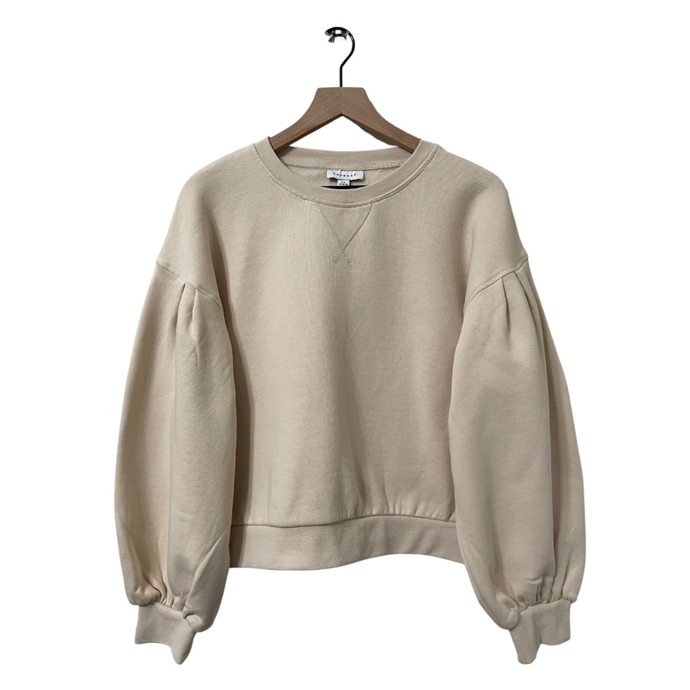 TopShop Cream Puff Sleeve Casual Relaxed Fit Sweater Size Medium